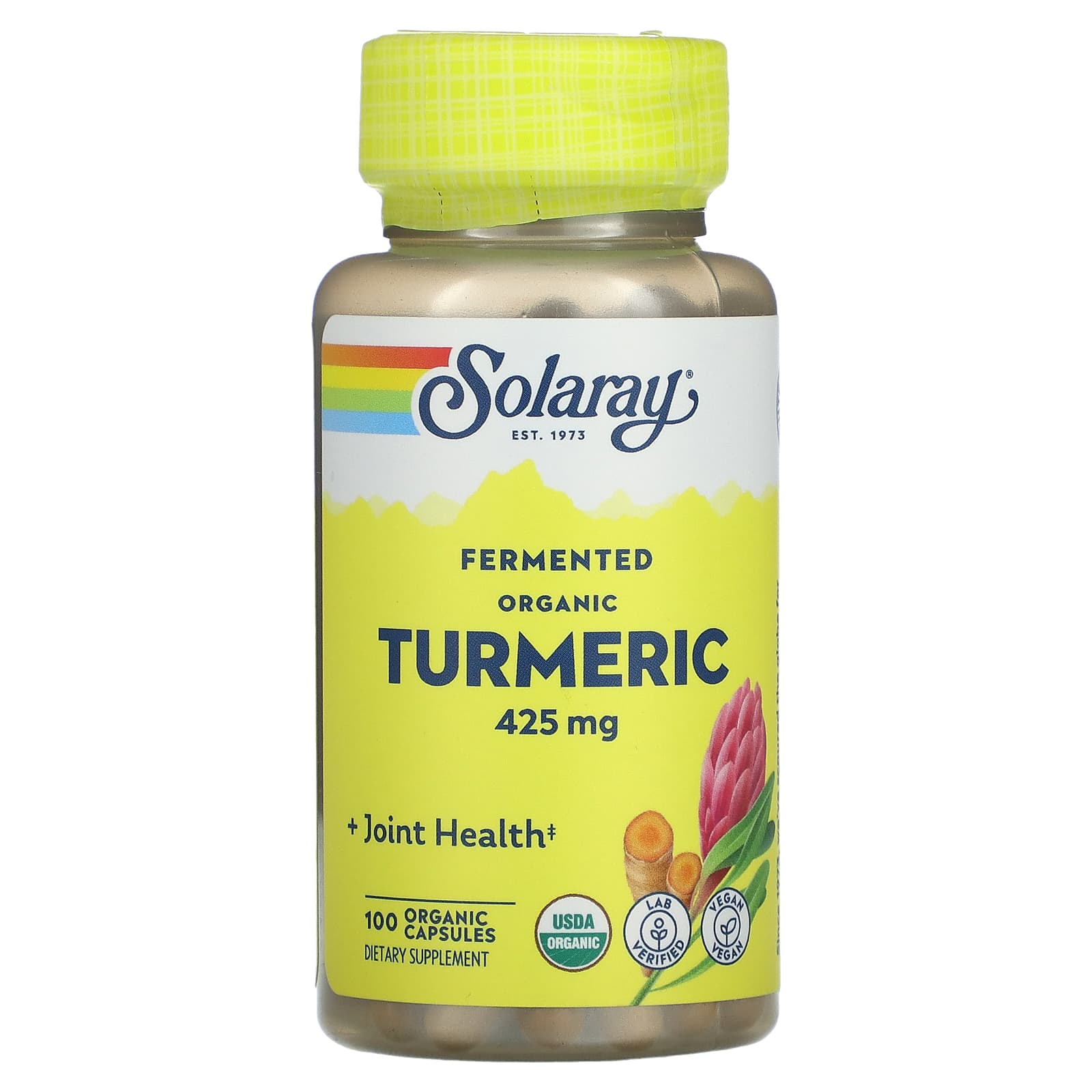 Solaray, Organically Grown Fermented Turmeric Root, 100 VegCaps UPC 076280717051 | HiLife Vitamins